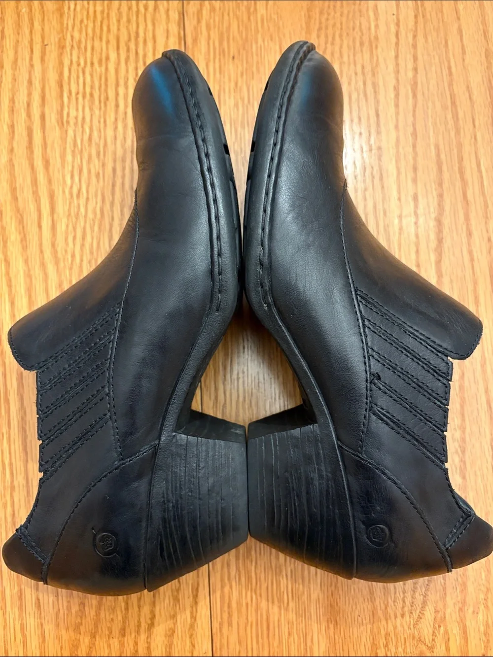 Born Black Leather Slip-On Western Booties